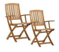 Cadeiras de exterior Navis em madeira natural com braços