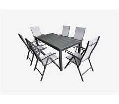 DENIA set mesa + 6 cadeiras cor cinza