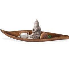 Conjunto decorativo ZEN Buda numa canoa