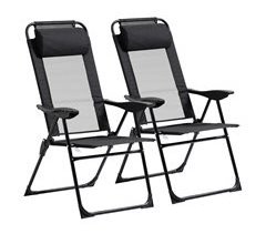 Conjunto de 2 Cadeiras aço, tecido Oxford, textileno, PP, acolchoado de espuma Outsunny