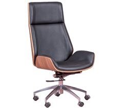 Cadeira de escritório em nogueira e em couro italiano - Nordic H