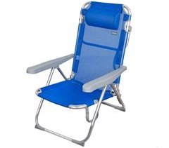 Cadeira de praia alta multiposições azul Aktive
