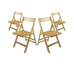 Pack 4 cadeiras dobráveis ​​de madeira de bambu O91