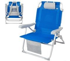 Cadeira de praia mochila ultrarresistente XL 120 kg c/almofada, bolsa e bolso Aktive