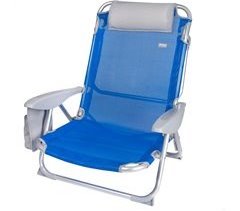 Cadeira de praia 4 posições com almofada e posa-copos Aktive Beach