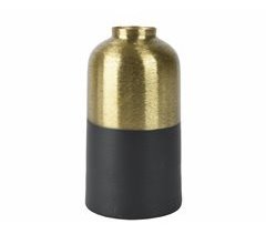 Vaso de ferro DOBLE em metal dourado e preto