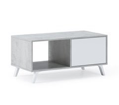 Mesa de centro para sala de estar - 45 x 92 x 50 cm - Cimento/branco