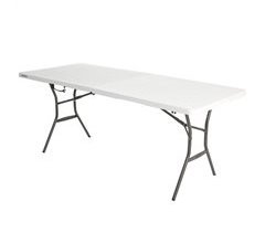 Mesa rectangular rebatível efeito granito branco LIFETIME 184 x 76 x 73,5 cm