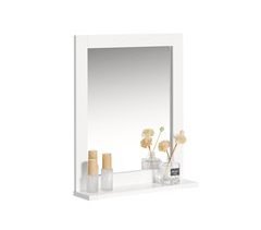 Espelho de casa de banho 2 em 1 e prateleira FRG129-W SoBuy