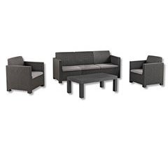 Set sofá 3 lugares + 2 poltronas + mesa de centro MAHINA grafite
