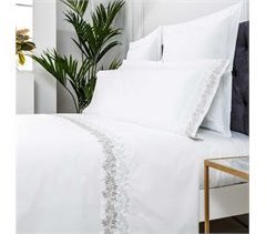  Conjunto de lençóis de cama bordados ZUYANA em algodão 200 fios branco