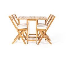 Set Mesa Dobrável + 4 Cadeiras Dobráveis VIENA 2 ​​cor madeira