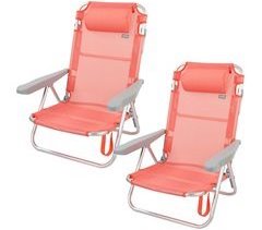 Pack económico 2 cadeiras de praia multiposição Flamingo com almofada 48x45,5x84 cm Aktive
