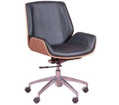 Cadeira de escritório em nogueira e em couro italiana - Nordic