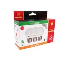 Pack de 3 lâmpadas Led ESFERICA E27 6W 3000K