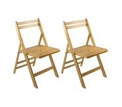 Pack 2 cadeiras dobráveis ​​de madeira de bambu O91