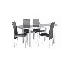 Conjunto mesa extensível 120/180cm e 4 cadeiras ASSYA preto
