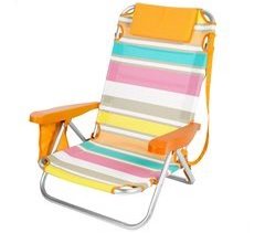 Aktive Cadeira de praia Low dobrável e reclinável 4 posições c/bolso, almofada e alça