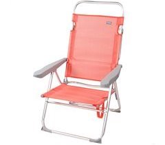 Cadeira baixa reclinável em alumínio coral Aktive