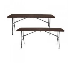 Pack 2 mesas dobráveis ​​retangulares efeito madeira Thinia Home