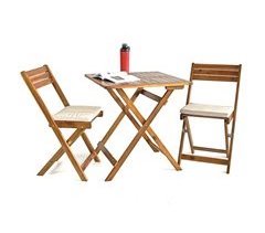 Conjunto de mesa e cadeiras dobráveis ​​de madeira para jardim