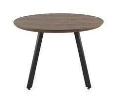 Mesa redonda de melamina com efeito de madeira com pernas de metal