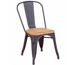 Cadeira metálica com assento em madeira de olmo - Bistro