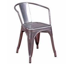 Cadeira industrial com braços em aço metálico - Bistro