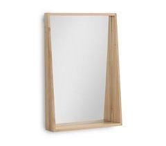 Espelho retangular de madeira natural