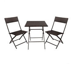 Conjunto de mesa e cadeiras dobráveis de rotim Aktive para terraço