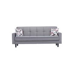 Sofá cama de 2 lugares ENZO cor cinza inclui 2 almofadas decorativas com estampa