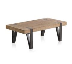 Mesa de centro de madeira com pernas de metal