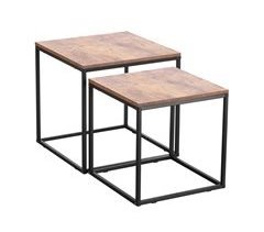 Conjunto de 2 mini mesas DUPLA metal/madeira
