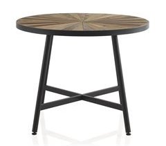 Mesa redonda de madeira com perna de metal 100x100