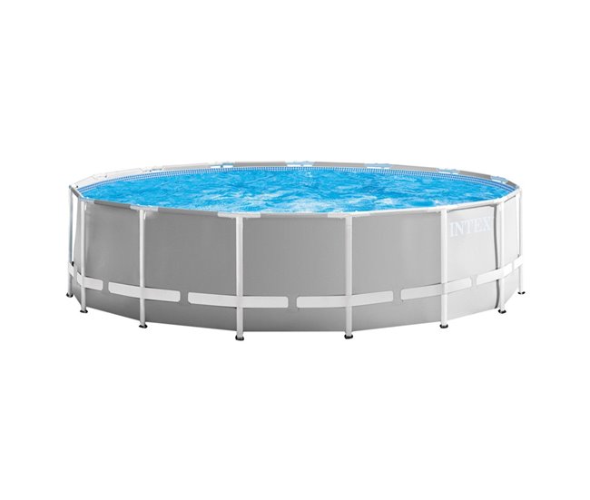 Prisma frame intex 457x122 piscina redonda desmontável com sistema de filtragem Cinza