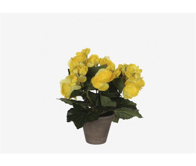 Planta Artificial BEGONIA com pote Amarelo
