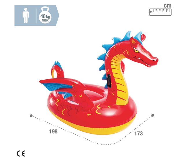 Flutuador de piscina dragão c/alças INTEX Vermelho