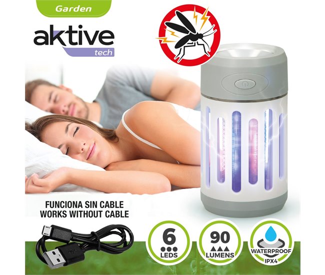 Lâmpada mata-mosquitos UV com lanterna LED Aktive Bege
