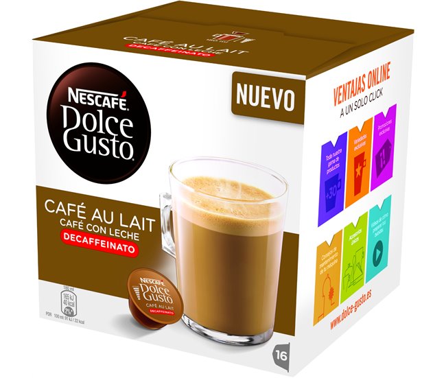 Pack de cápsulas DOLCE GUSTO CAFÉ CON LECHE DESCAFEINADO