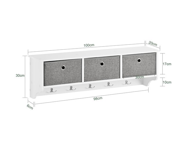 Armário de corredor Sapateira + bengaleiro SoBuy FSR96-W+FRG282-W Branco