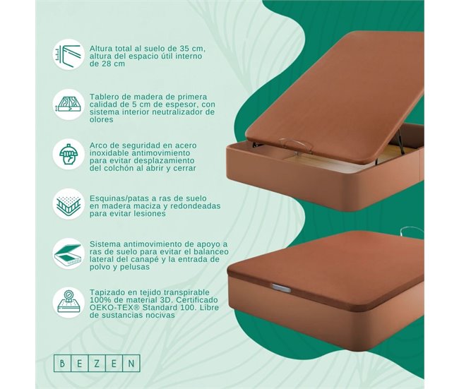 SOFÁ-CAMA DE LUXO EM PELE 105x200 Castanho