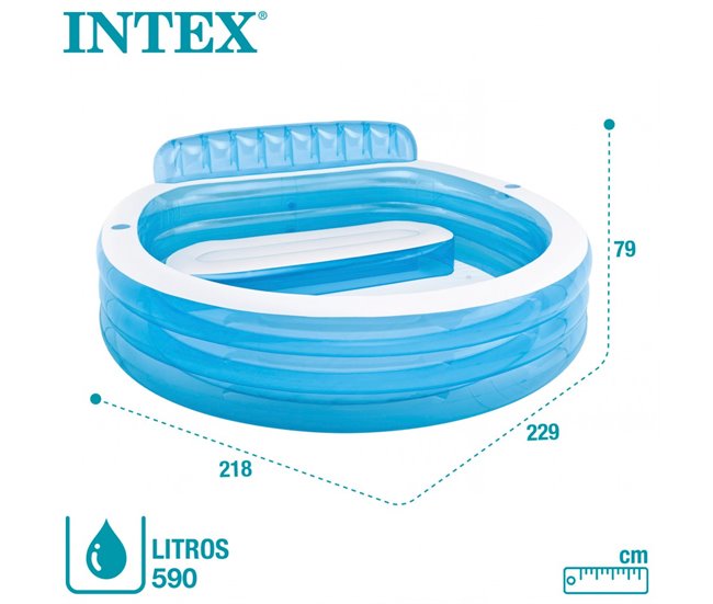 Piscina insuflável INTEX com poltrona 229x218x79 cm - 640 l Azul