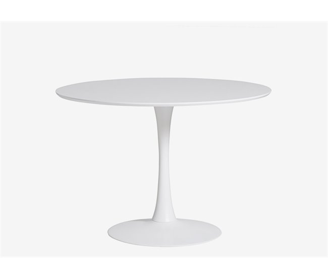 Mesa de cozinha redonda fixa ROTA. Vidro. 110X75 cm. Branco Branco