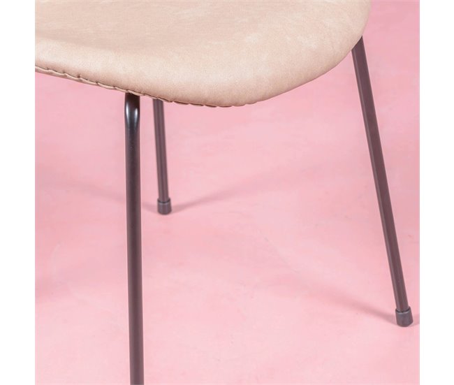 Cadeira vintage estofada em couro sintético desgastado - Seven Bege