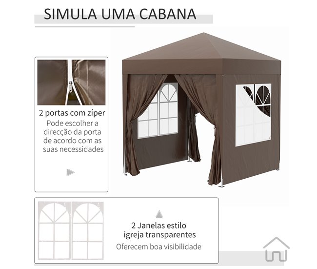 Tenda Dobrável Outsunny 100110-066CE Castanho