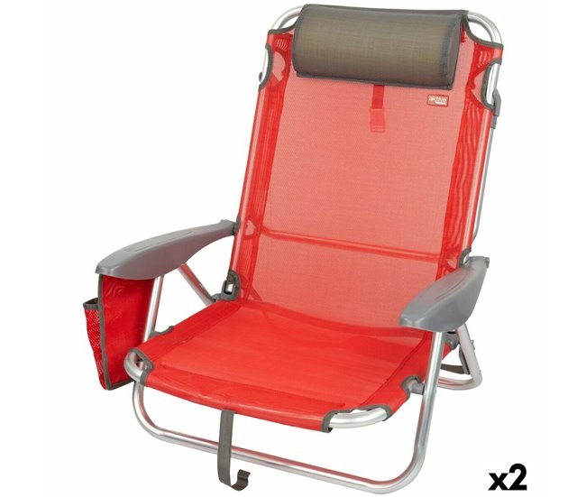 Cadeira Dobrável com Apoio para a Cabeça Menorca Vermelho