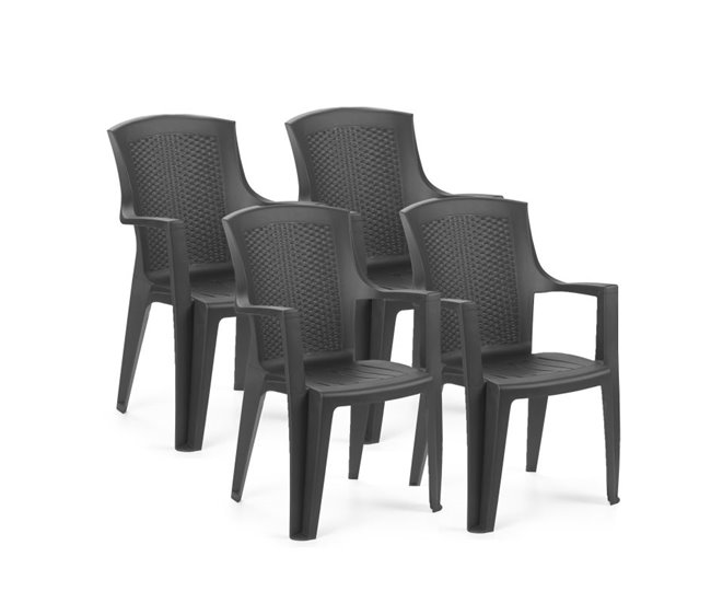  Conjunto de 4 cadeiras empilháveis Pacific Cinza Escuro