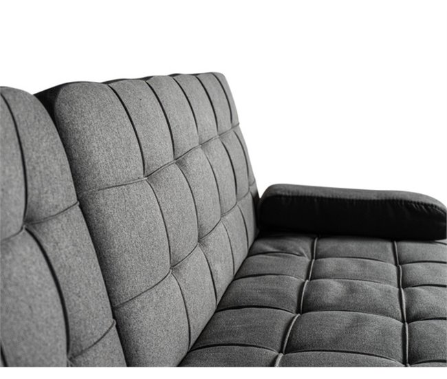 Sofá-cama chaise longue direito com mesa de centro Cinza Escuro