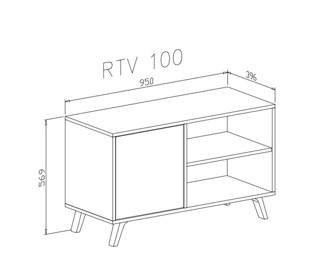  Móvel de TV para sala de estar - 57 x 95 x 40 cm - TV de 32/40 95 Branco/cinza
