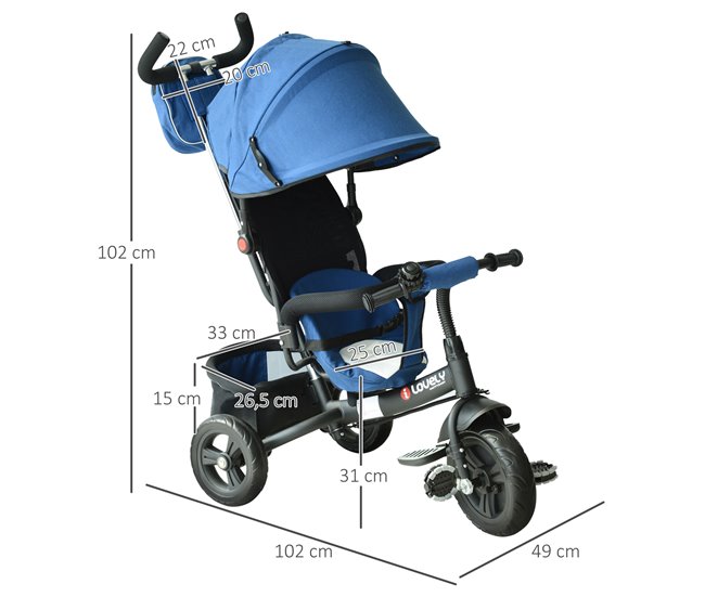 Triciclo Infantil HOMCOM 370-027BU Azul
